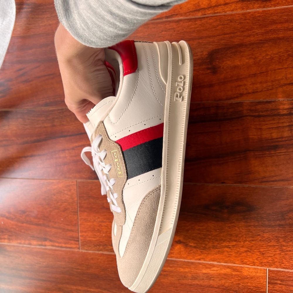 Ralph Lauren Men's White, Red, and Black Sneakers - Picture 4 of 5